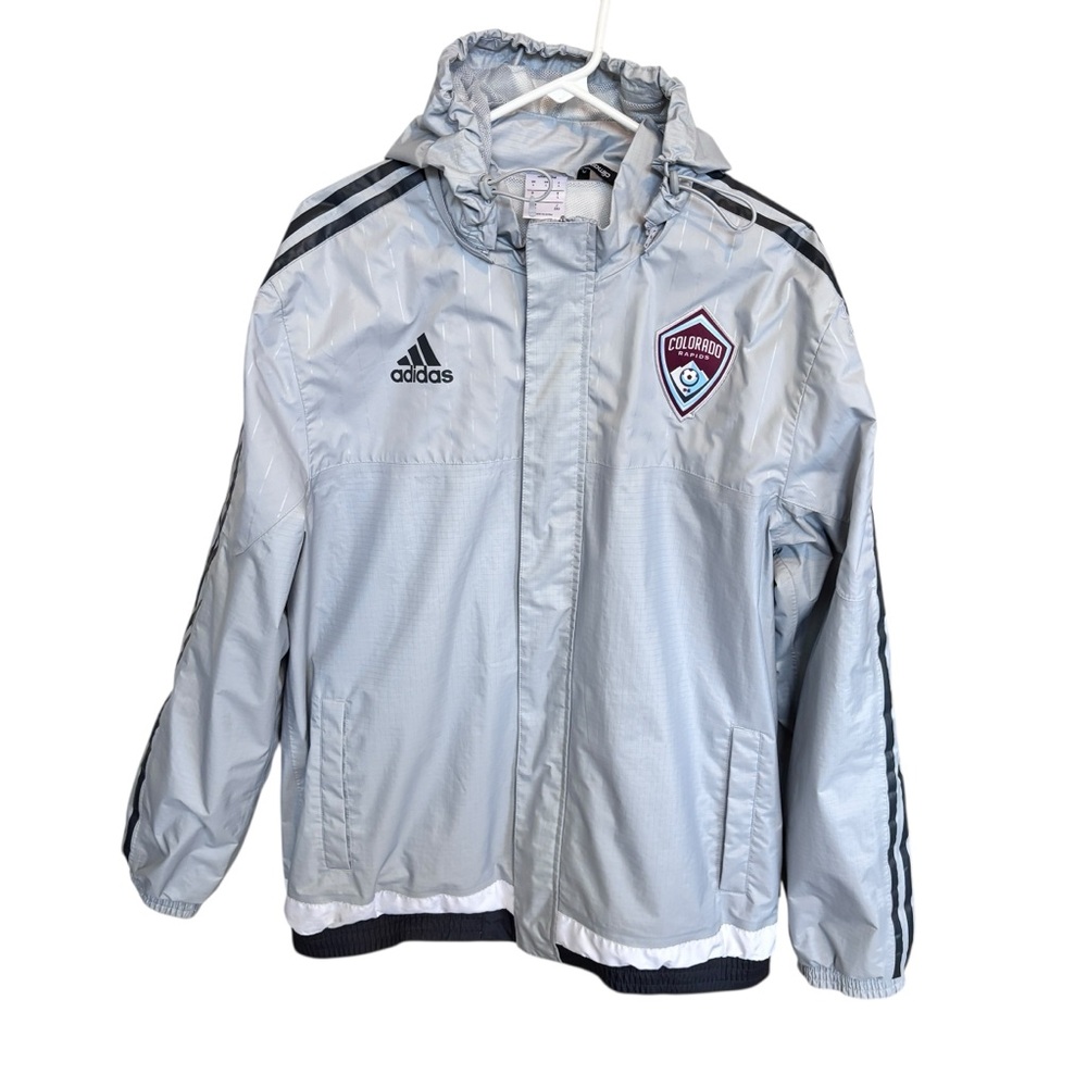 Adidas Men’s Stadium Jacket Gray Colorado Rapids Soccer Club Climaproof Sz L